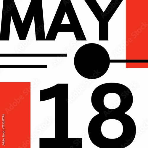 MAY 18 . Modern calendar icon .date ,day, month .flat Modern style calendar for the month of MAY