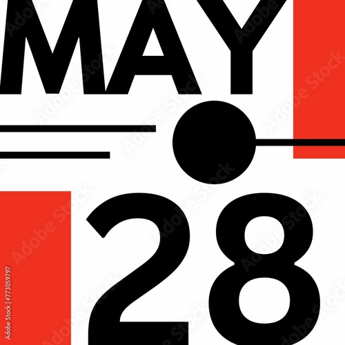 MAY 28 . Modern calendar icon .date ,day, month .flat Modern style calendar for the month of MAY