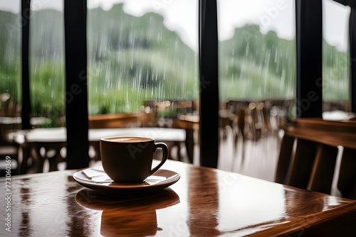 a cafe on a rainy day