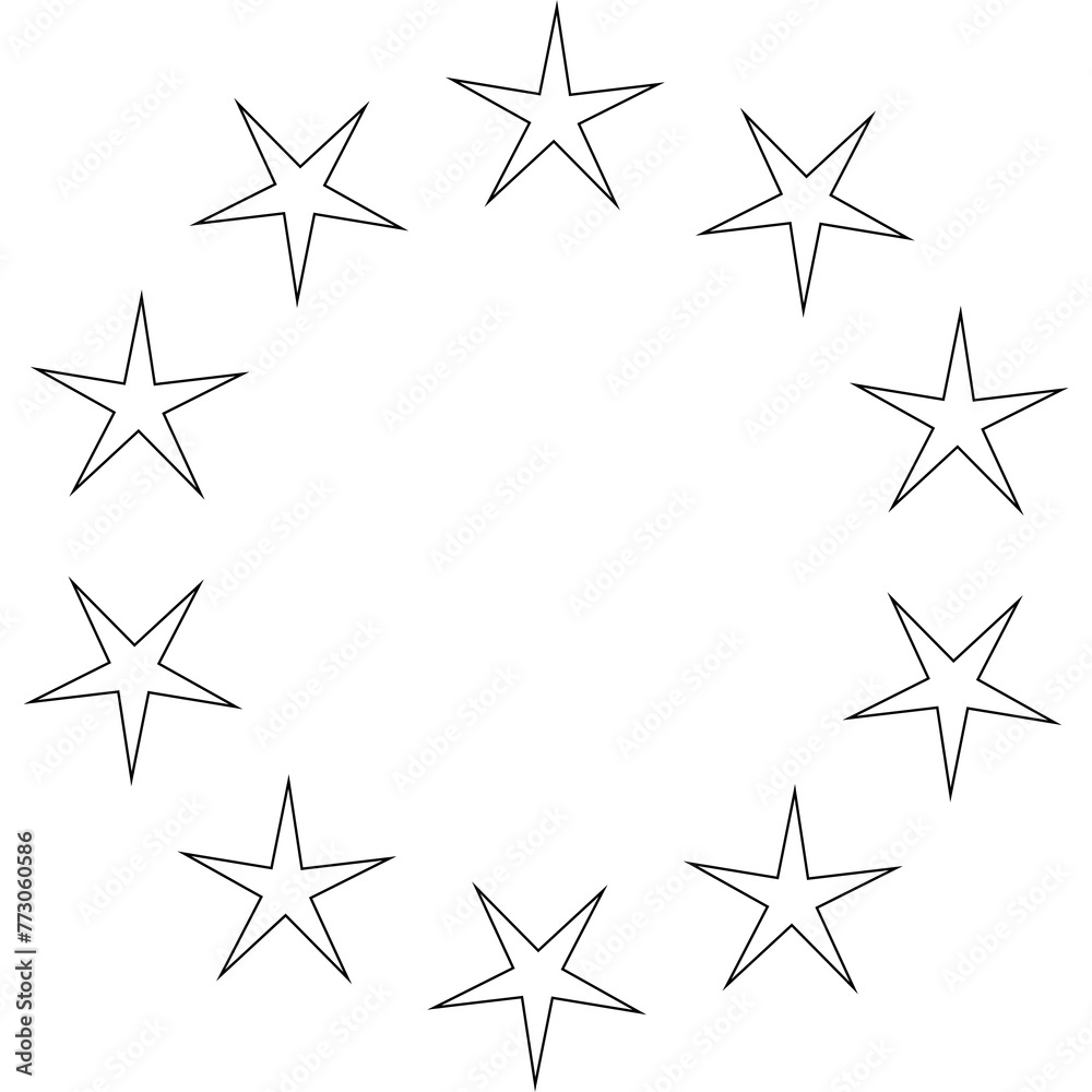 Stars in circle icon. Round star frame template