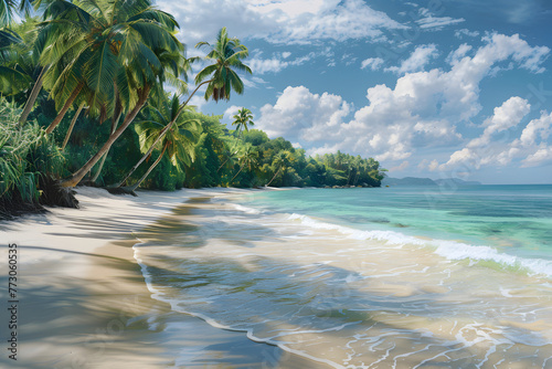 beach with palm trees © Nature creative