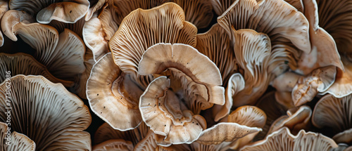 Beautiful background of fresh brown organic mushrooms. Mushrooms for background and design.
