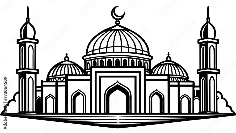 Hand-Drawn Mosque Illustration Vector Art for Captivating Designs