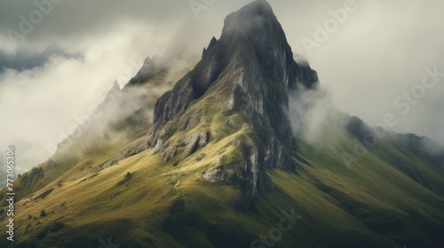 stormy weather in mountains or Giewont Peak, Tatra Mountains