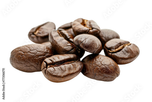 Roasted Coffee Beans Packed with Aroma On Transparent Background.