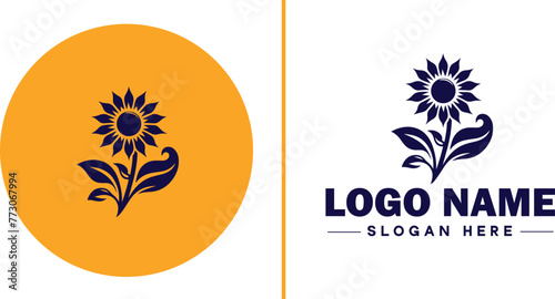 Sunflower logo icon vector for business brand app icon beautiful fashion sunflower logo template