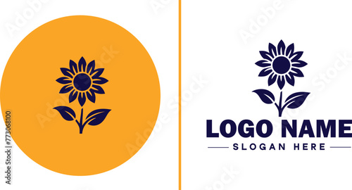 Sunflower logo icon vector for business brand app icon beautiful fashion sunflower logo template