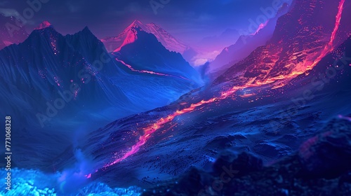Purple Mountains at Sunset A Stunning View of the Mountains at Dusk Generative AI