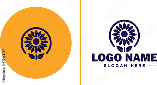 Sunflower logo icon vector for business brand app icon beautiful fashion sunflower logo template