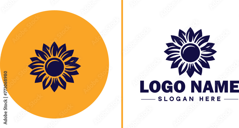 Fototapeta premium Sunflower logo icon vector for business brand app icon beautiful fashion sunflower logo template