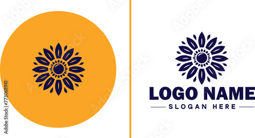 Sunflower logo icon vector for business brand app icon beautiful fashion sunflower logo template