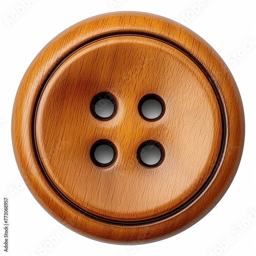 wooden button isolated on white