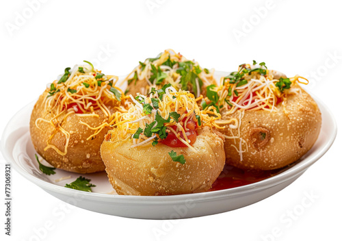 Sev Puri Chaat On Transparent Background.