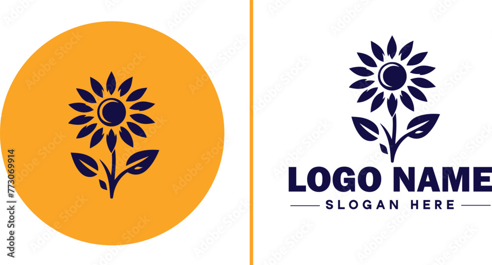 Obraz premium Sunflower logo icon vector for business brand app icon beautiful fashion sunflower logo template