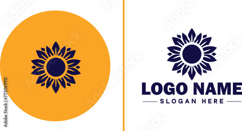 Sunflower logo icon vector for business brand app icon beautiful fashion sunflower logo template