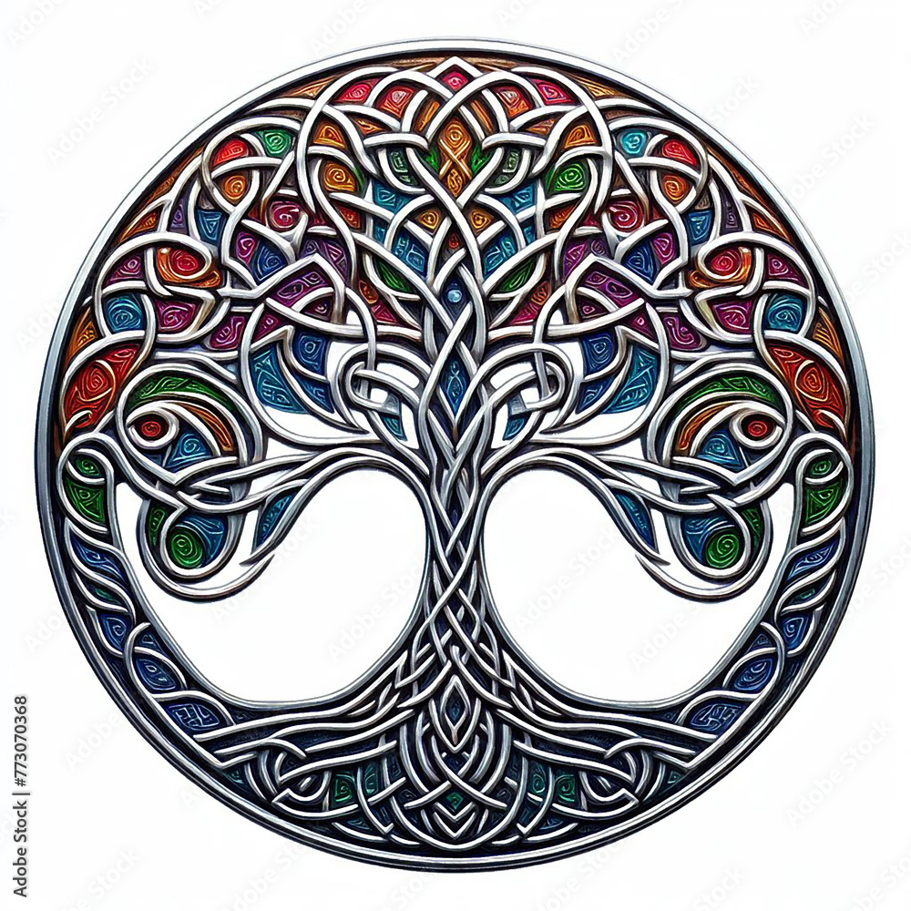 Naklejka premium Tree and roots vector, tree with round shape