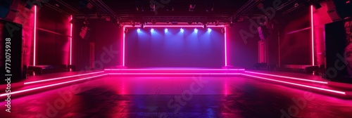Energetic Theatrical Stage with Vibrant Lighting and Dramatic Atmosphere © Mickey