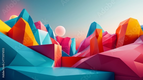 Elevate your digital projects with contemporary 3D geometric backgrounds that feature clean lines and bold shapes for a minimalist yet impactful look photo