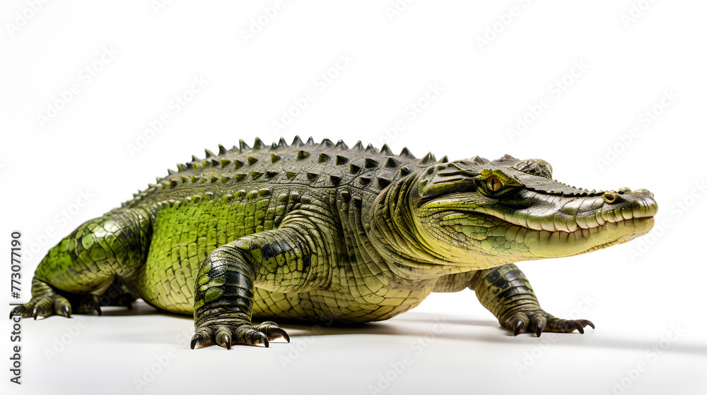 Crocodile side view, isolated on white background Crocodile side view, isolated on white background
