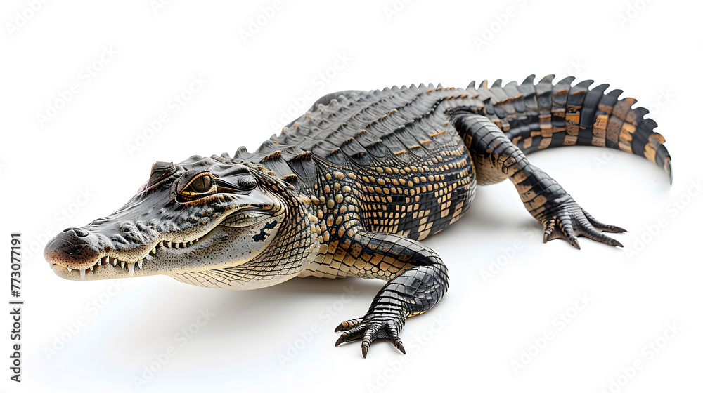 Crocodile side view, isolated on white background Crocodile side view, isolated on white background