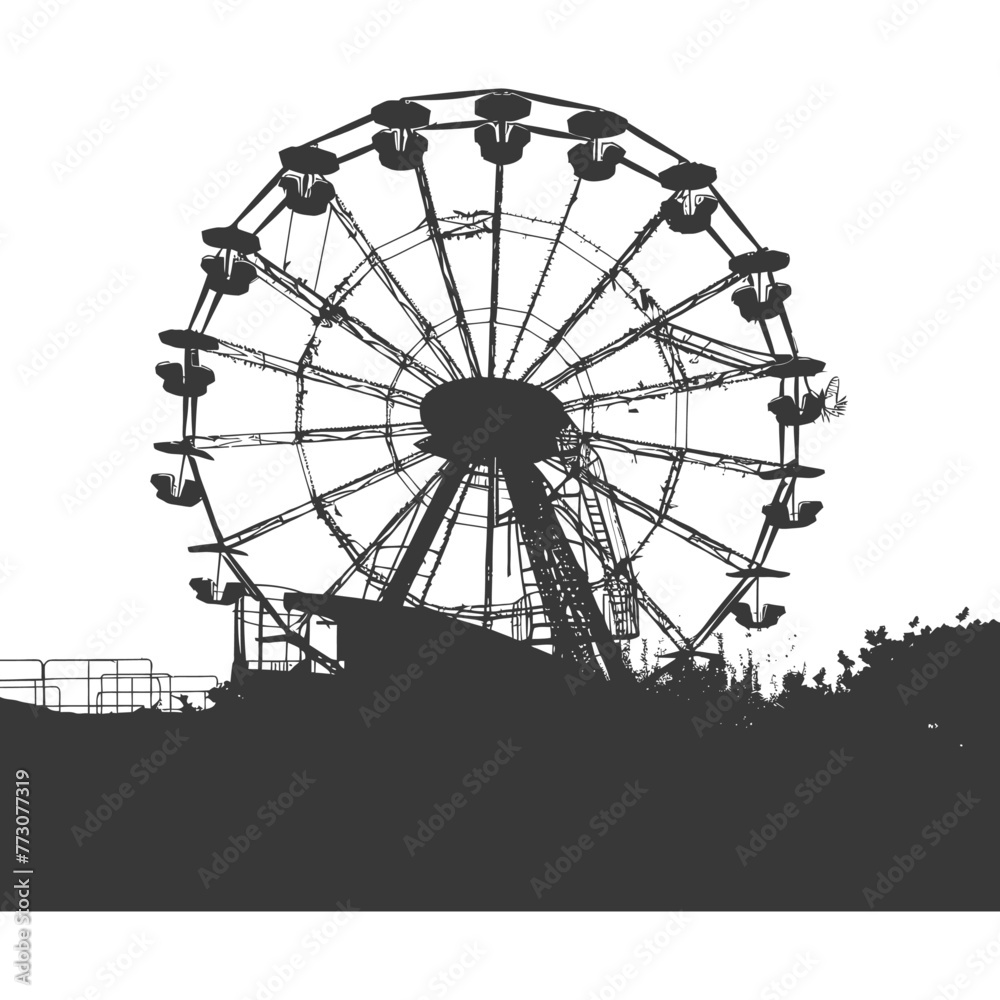 silhouette abandoned amusement park black color only silhouette abandoned amusement park black color only