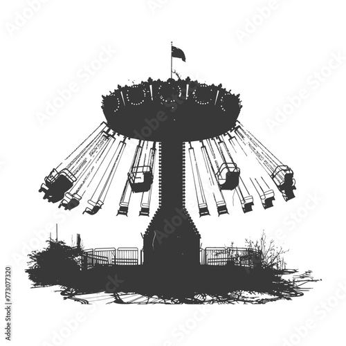 silhouette abandoned amusement park black color only