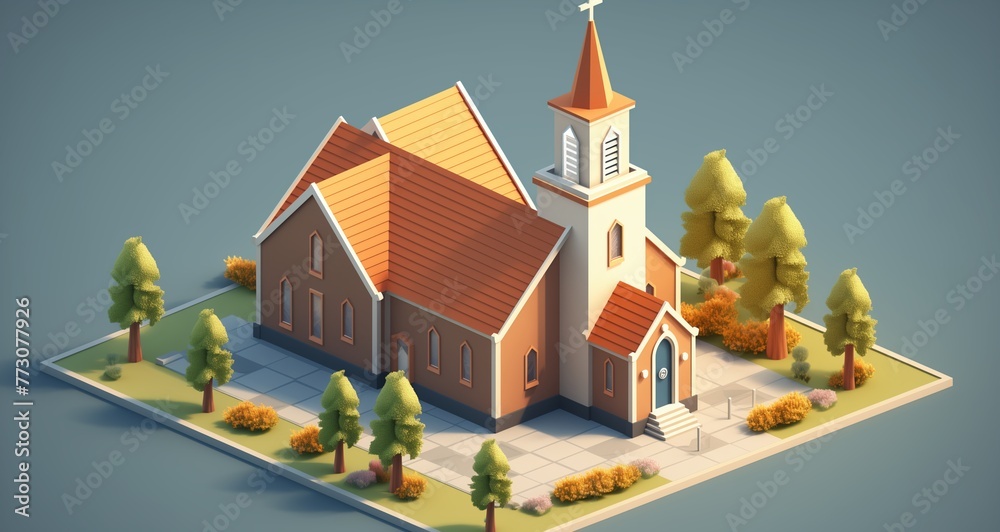 Isometric modern church vector image.