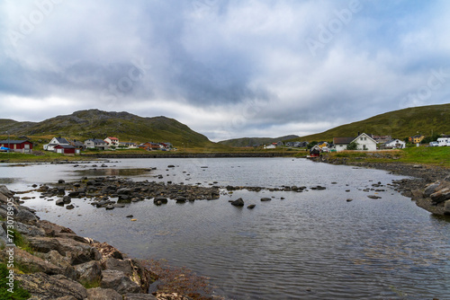 Skarsvag fishing village in Mageroya, Nordkapp in Finnmark County in Norway