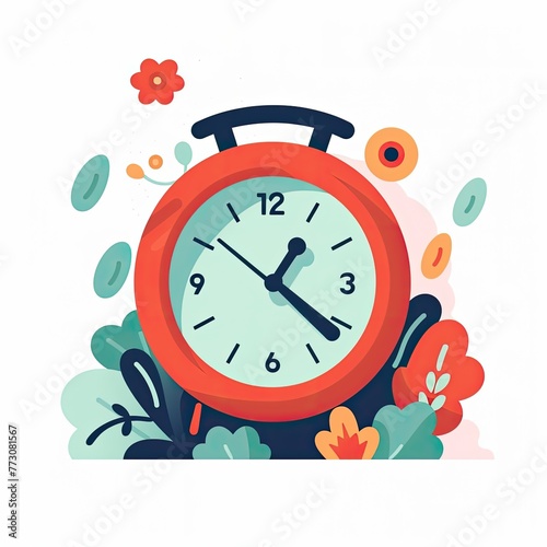 clock flat illustrator in white background
