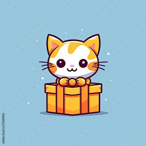 cat with gift box