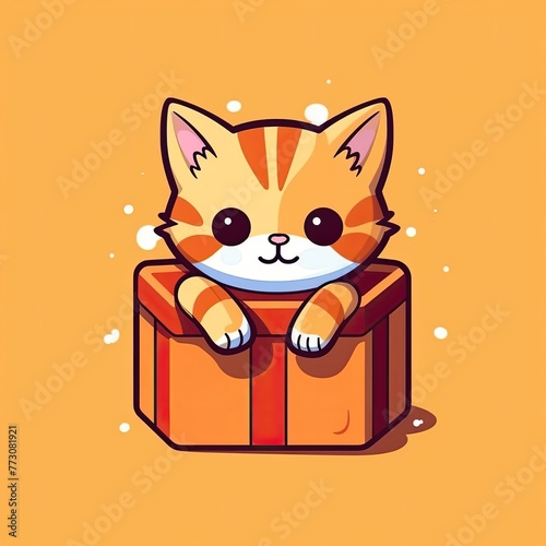 cat with gift box