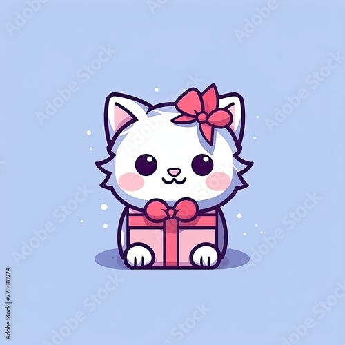 cat with gift box