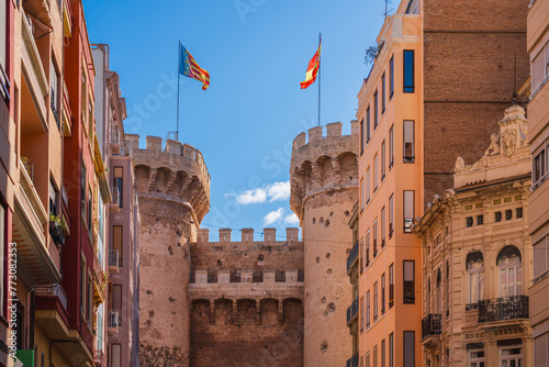 Quart Towers, historical landmark, ancient gate to the Old City district, Valencia, Spain photo