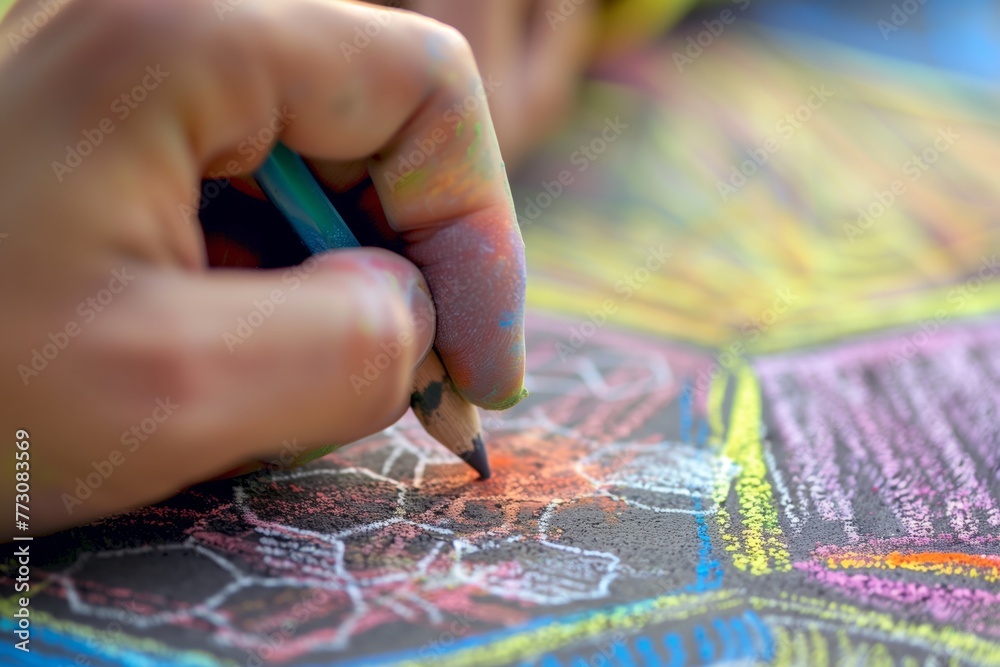 closeup of hand drawing soccer strategy with chalk