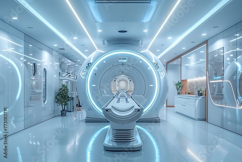 Futuristic MRI or CT scan medical diagnosis machine
