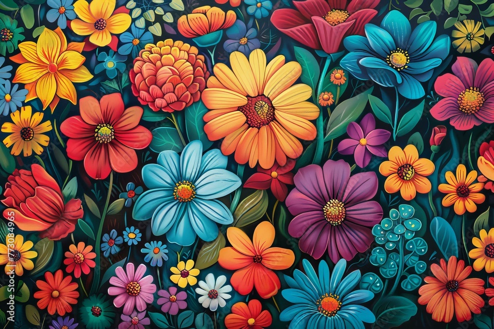 Vibrant wildflower doodles, an editable canvas of abstract flora