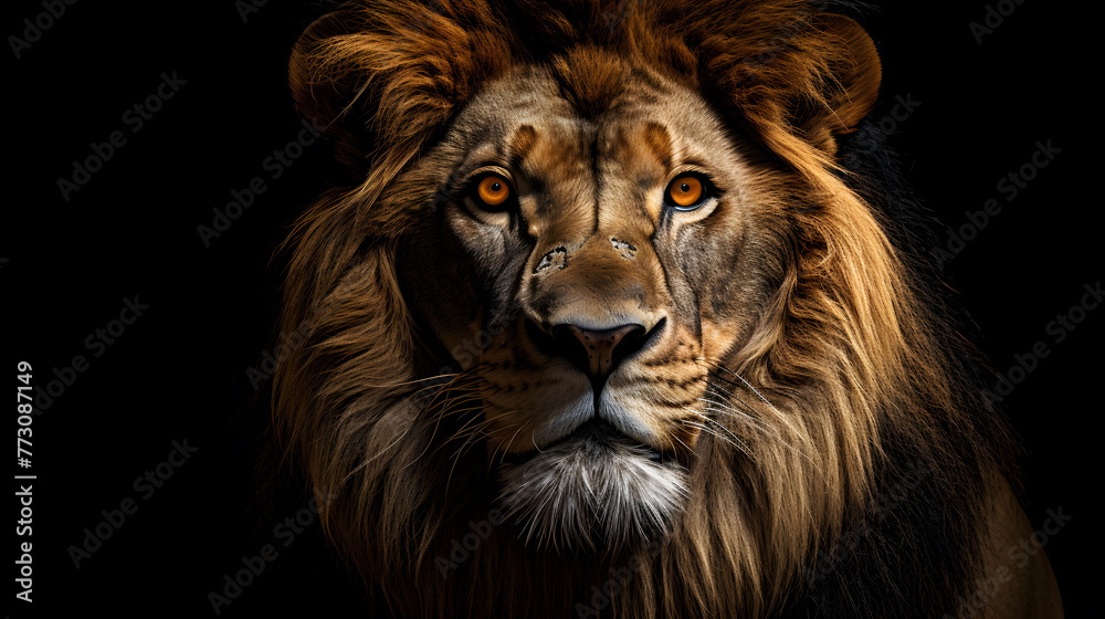 Lion, isolated on dark background