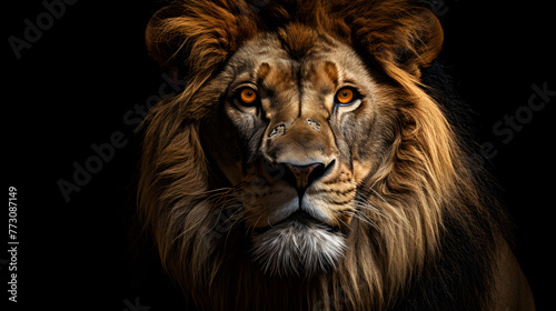 Lion, isolated on dark background