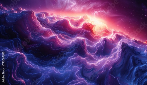 Purple Waves of Light A Vibrant Tribute to the Monthly Full Moon Generative AI