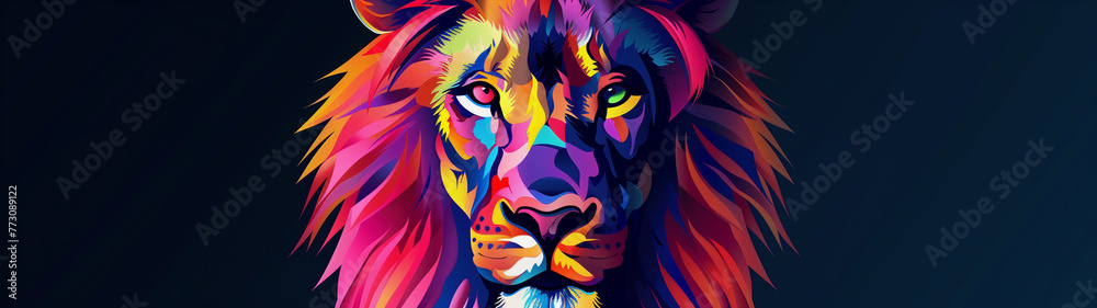 Colorful Geometric Lion Artwork for Modern Decor