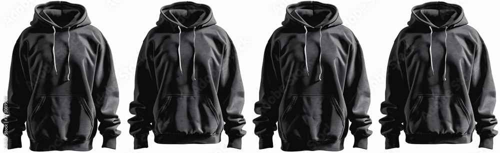 Fashionable Hoodie A Black Hoodie with White Zipper and Pockets Generative AI