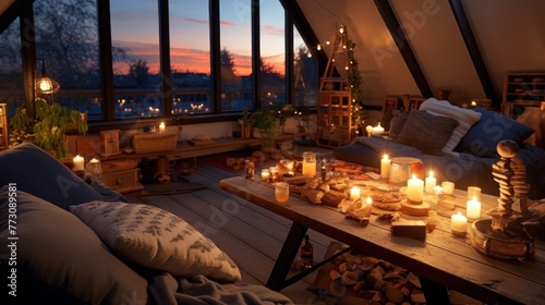 Warm evenings with games and candles on the attic. In the style of hygge