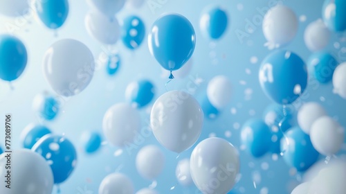 Blue and White Balloons Floating in the Air