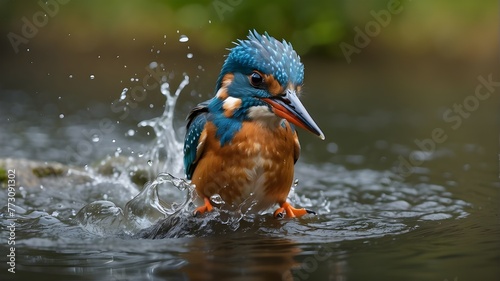 A female Kingfisher comes up out of the water after trying to dive for a fish but failing. I must return soon since I can't stop taking pictures of these stunning birds.