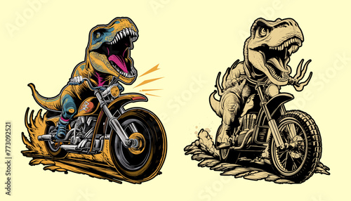 T-Rex road trip vector illustration. Generative AI.