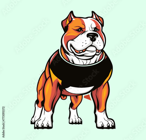 Muscular pitbull mascot vector illustration. Generative ai