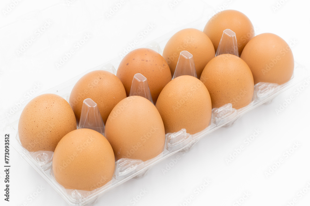 Close-up view of raw chicken eggs, chicken egg isolated on white background, Raw eggs on white background Close-up view of raw chicken eggs, chicken egg isolated on white background, Raw eggs on white background