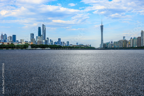 Asphalt road and city skyline with modern buildings scenery in Guangzhou © ABCDstock
