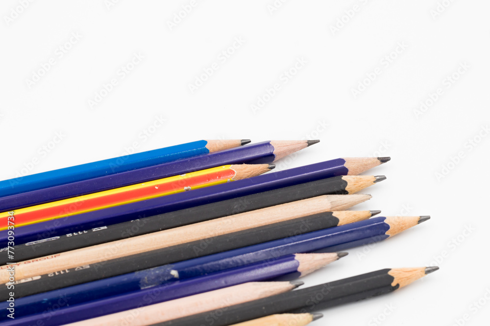 Close up wood pencil isolated on white background, Pens and pencils on white background Close up wood pencil isolated on white background, Pens and pencils on white background