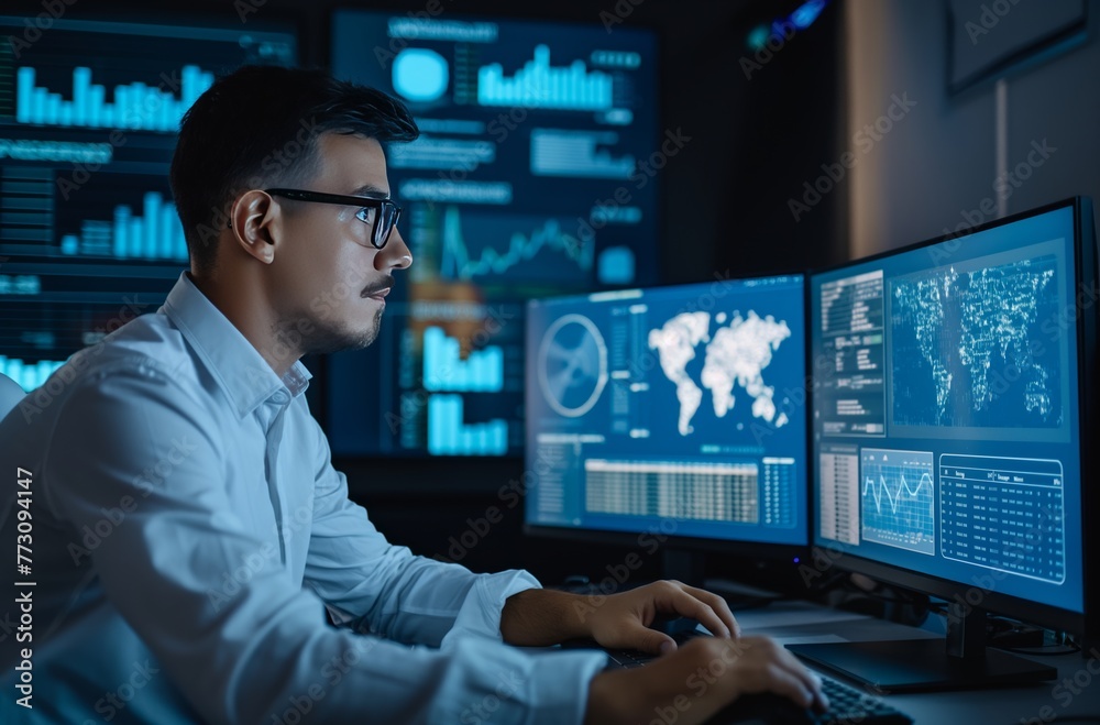 Cybersecurity analyst at work